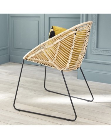 Chaise en rotin et métal