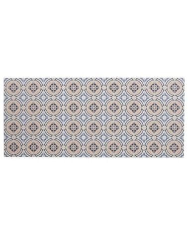 Tapis en vinyle motifs carreaux de ciment verts et vert kaki 66x150