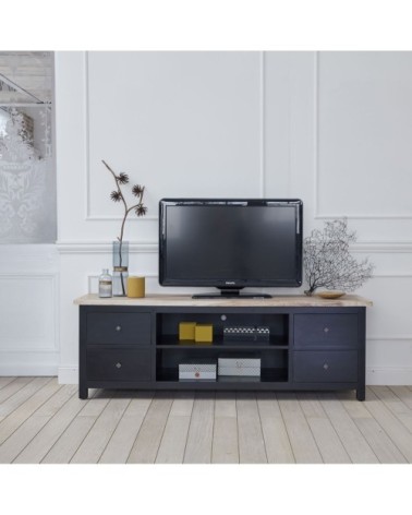 Meuble TV en acajou et teck massif 180 cm