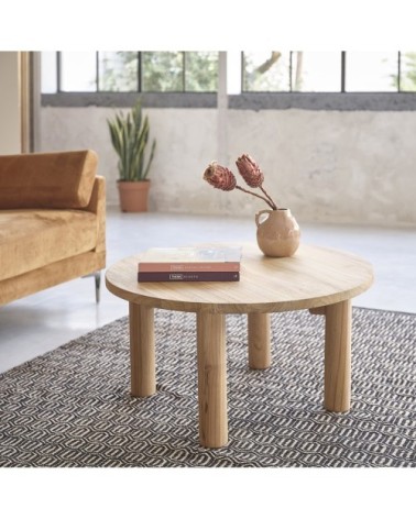 Table basse en teck massif ronde