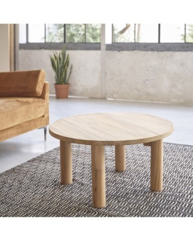 Table basse en teck massif ronde