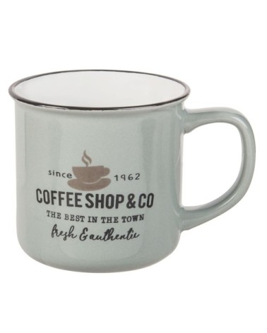 Mug en faïence bleue imprimée