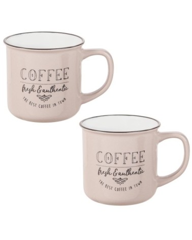 Mug en faïence beige imprimée