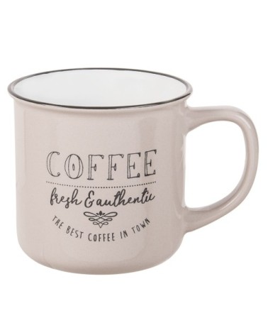 Mug en faïence beige imprimée
