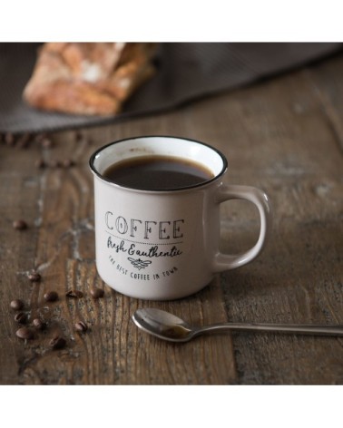 Mug en faïence beige imprimée