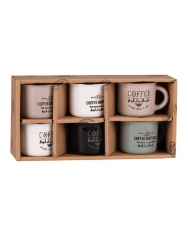 Coffret 6 tasses à café en faïence imprimée