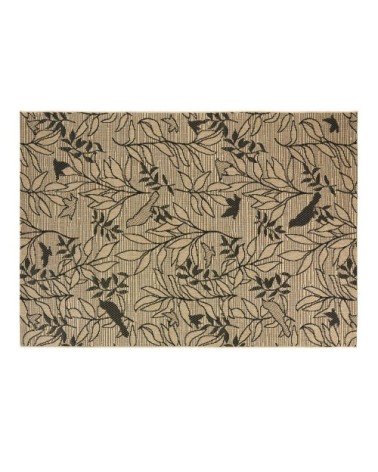 Tapis en polypropylène motif végétal beige et noir 140x200
