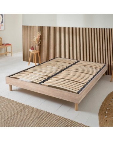 Sommier à lattes en kit bois couleur naturelle 140x190