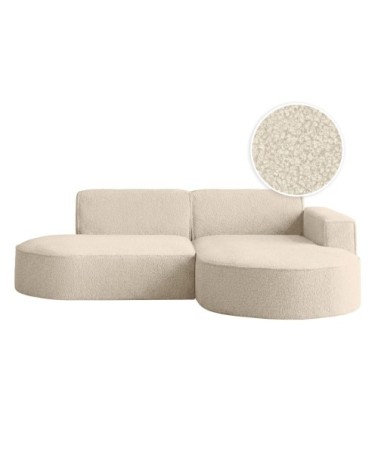 Canapé d'angle droit 4 places marla en tissu bouclette - blanc