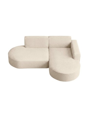 Canapé d'angle droit 4 places marla en tissu bouclette - blanc