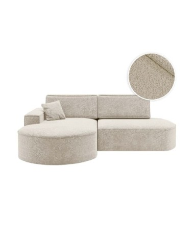 Canapé d'angle gauche convertible 4pl marlo en tissu chenille blanc
