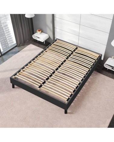 Sommier à lattes en kit bois couleur noir 90x200