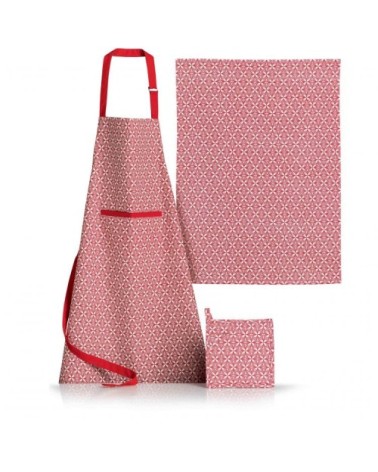 Torchon imprimé  en coton rouge 50 x 70