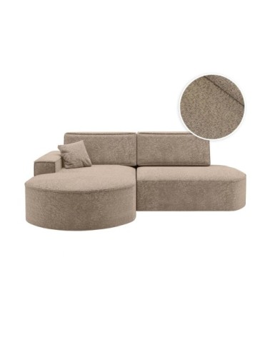 Canapé d'angle gauche convertible 4pl marlo en tissu chenille taupe