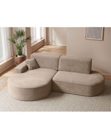 Canapé d'angle gauche convertible 4pl marlo en tissu chenille taupe