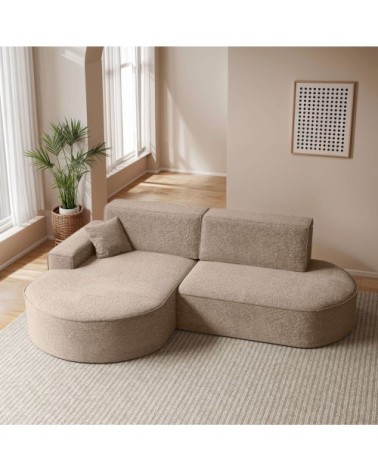 Canapé d'angle gauche convertible 4pl marlo en tissu chenille taupe
