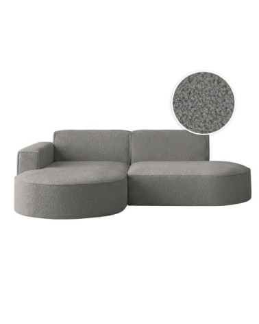 Canapé d'angle gauche 4 places marla en tissu bouclette - gris foncé