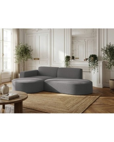 Canapé d'angle gauche 4 places marla en tissu bouclette - gris foncé