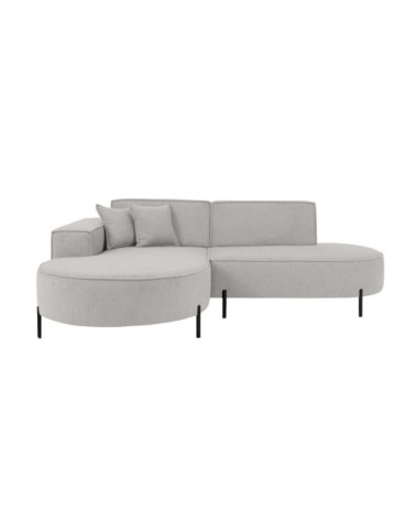 Canapé d'angle gauche 4 places marlon en tissu bouclette gris clair