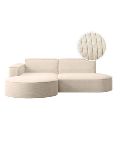 Canapé d'angle gauche 4 places marla en velours côtelé - beige