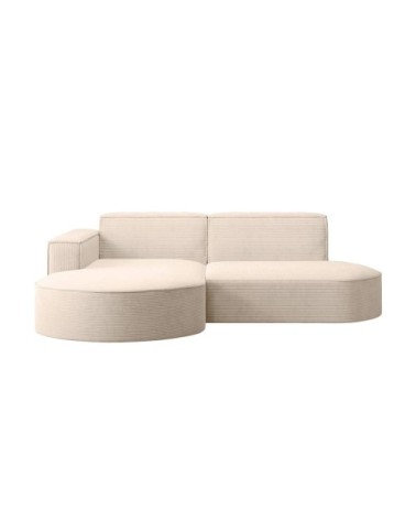 Canapé d'angle gauche 4 places marla en velours côtelé - beige