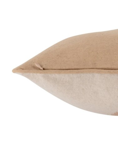 Coussin en coton imprimé rose et écru 45x45