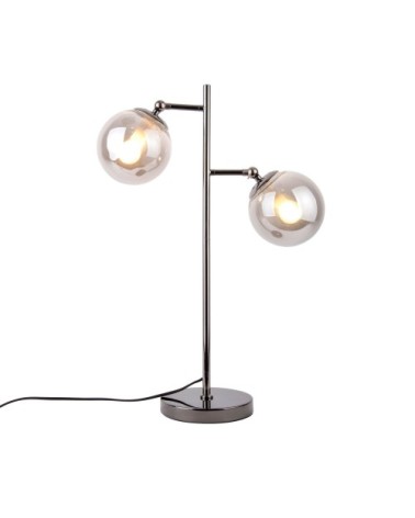 Lampe à poser en métal gris fumé