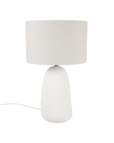 Lampe en céramique blanche et abat-jour en coton recyclé