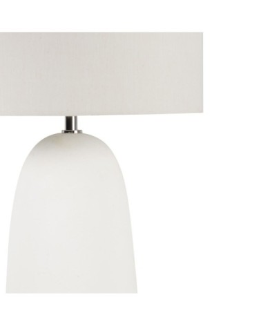 Lampe en céramique blanche et abat-jour en coton recyclé