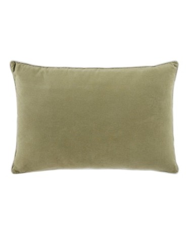 Coussin en coton motifs feuilles vert kaki et écrues 60x40