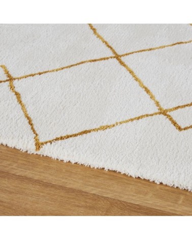 Tapis tufté jaune moutarde et blanc 160x230