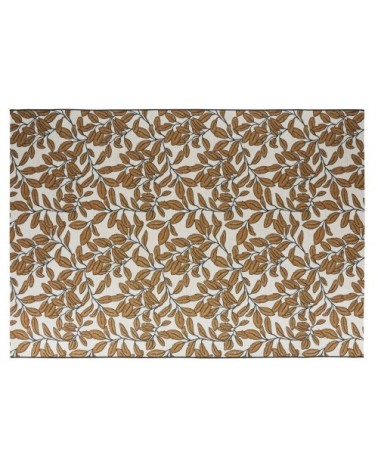 Tapis tissé jacquard imprimé végétal écru et caramel 160x230
