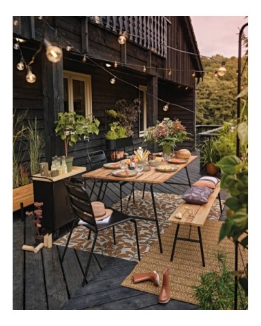 Tapis tissé jacquard imprimé végétal écru et caramel 160x230