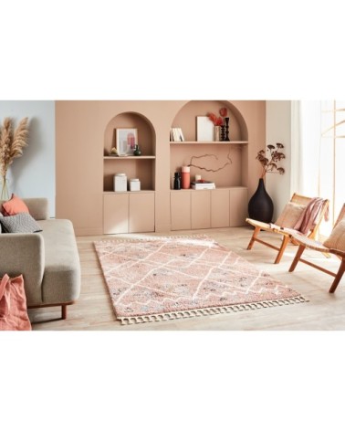 Tapis salon ethnique rose  200x290 style berbere