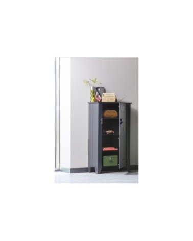 Armoire 1 porte en pin brut noir