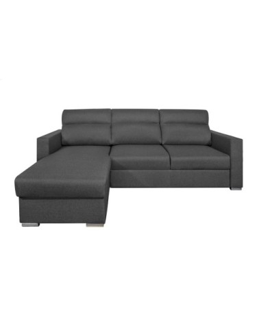 Canapé d'angle réversible convertible en tissu - gris foncé