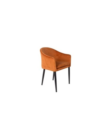 Fauteuil de table design en velours orange
