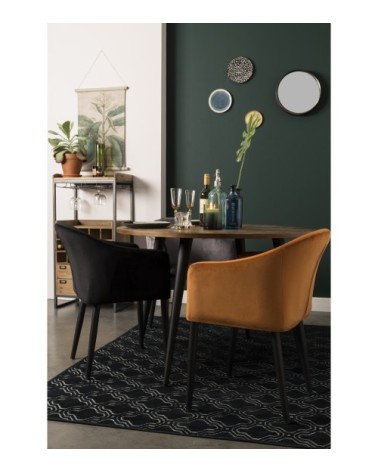 Fauteuil de table design en velours orange