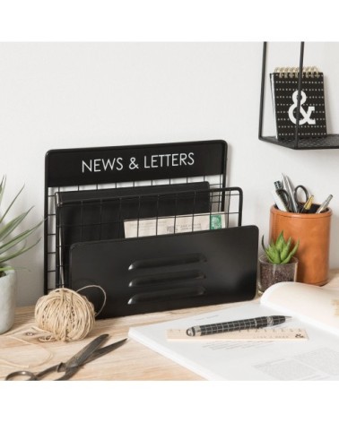Porte-courrier industriel en métal noir