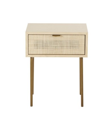 Table de chevet 1 tiroir cannage en rotin