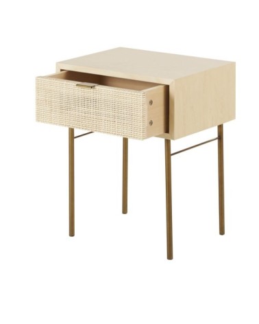 Table de chevet 1 tiroir cannage en rotin