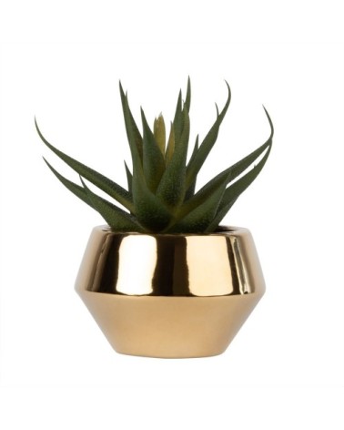 Aloe Vera artificielle et pot en céramique dorée