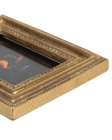 Cadre photo à moulures en polyrésine dorée 7x9