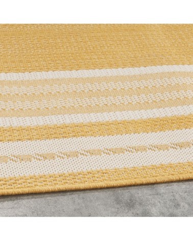 Tapis tissé jacquard en polypropylène jaune moutarde 140x200