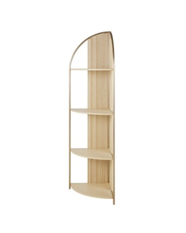 Etagère d'angle beige et métal coloris laiton rosé