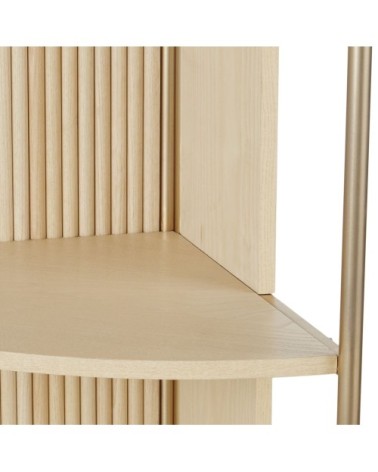 Etagère d'angle beige et métal coloris laiton rosé