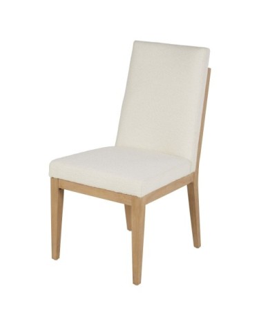 Chaise blanc ivoire et pieds en bois d'hévéa
