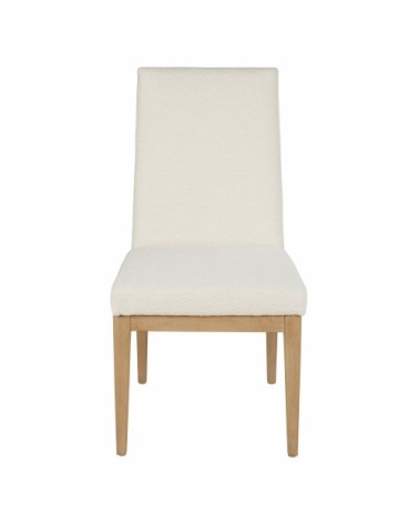 Chaise blanc ivoire et pieds en bois d'hévéa