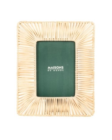 Cadre photo en rotin tressé beige 13x18