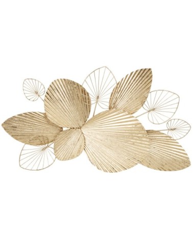 Déco murale feuilles en métal doré 76x42